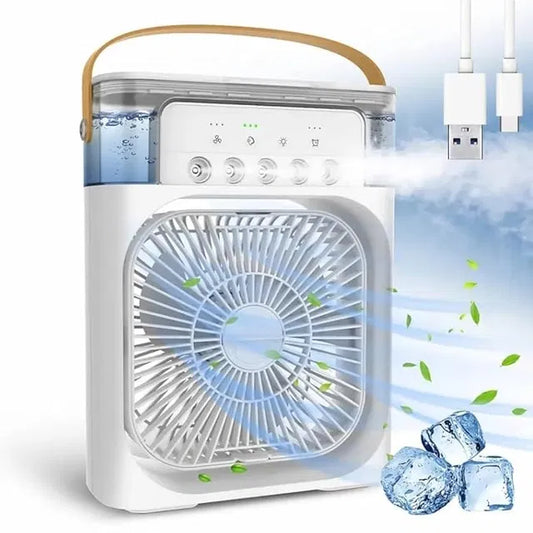 Mini Cooler for Room Cooling Portable Mini Fan Cooler with 7 Colors LED Light, 3 Wind Speeds